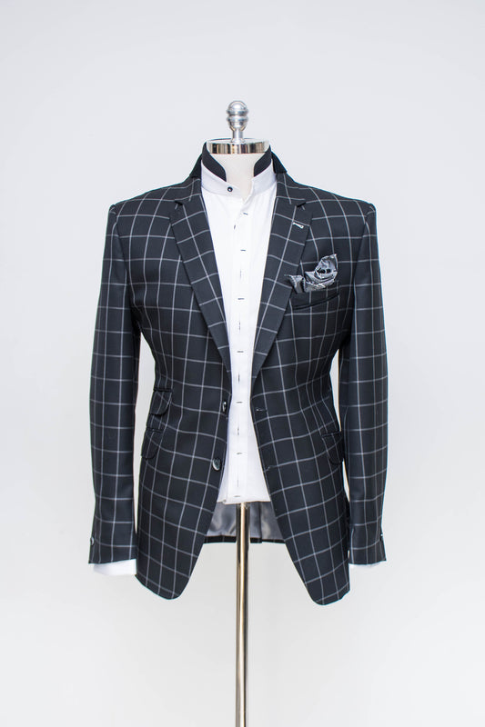 Blazer negro cuadros blancos