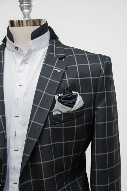 Blazer negro cuadros blancos